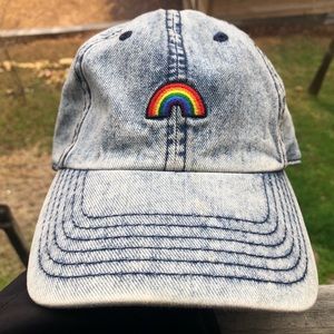 Acid Wash Rainbow Charlotte Russe Denim Hat